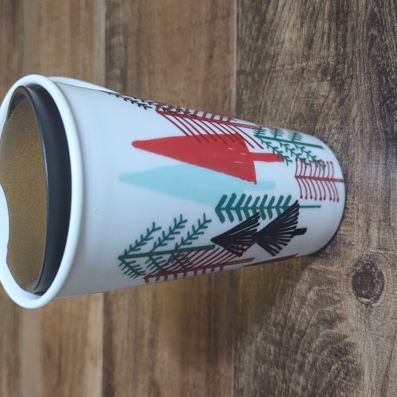 STARBUCKS 14oz Ceramic Coffee Mug + Lid Christmas Tree Cup Holiday Mug - Picture 3 of 7